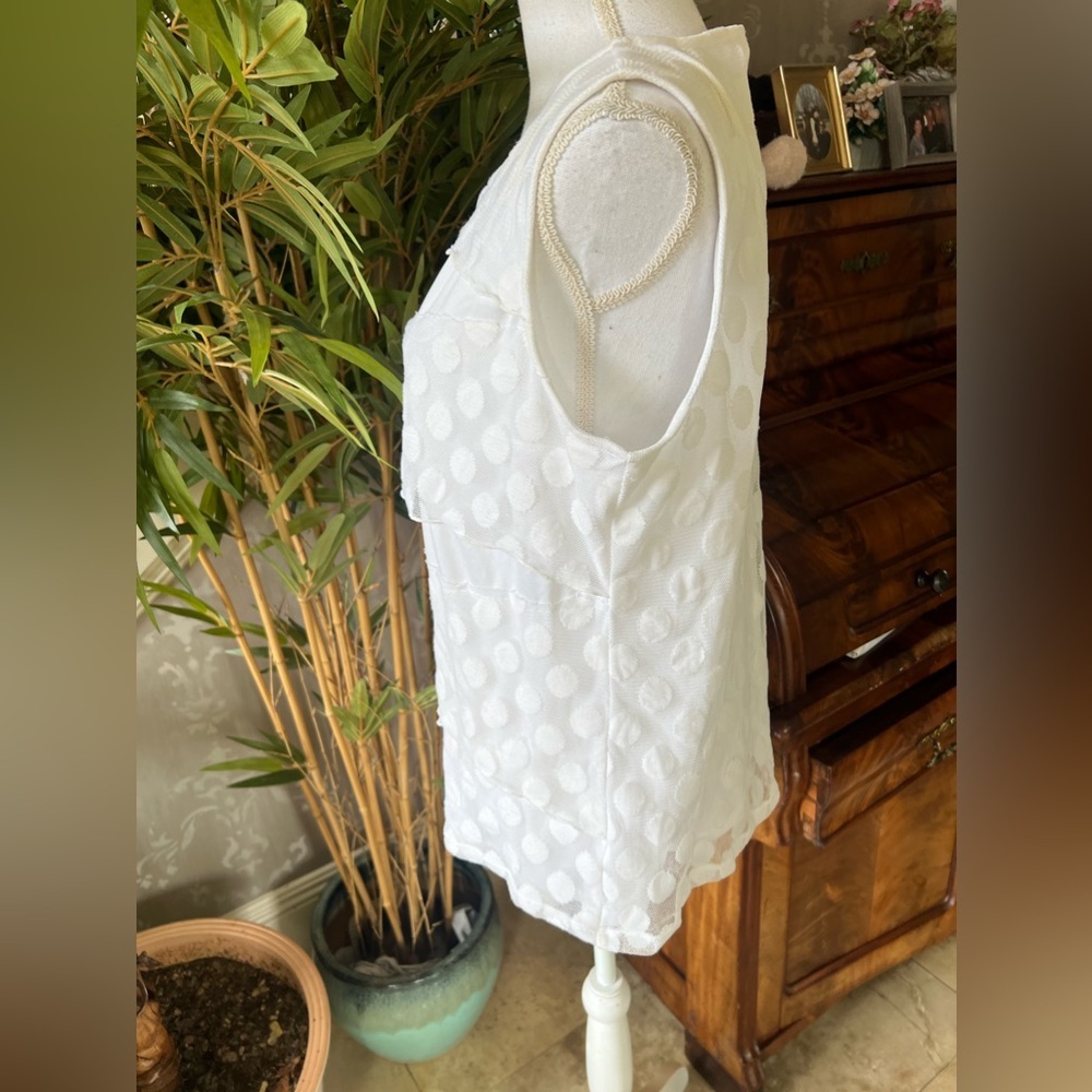 Dana Buchman lace tank top blouse, extra large white excellent condition - Picture 9 of 14